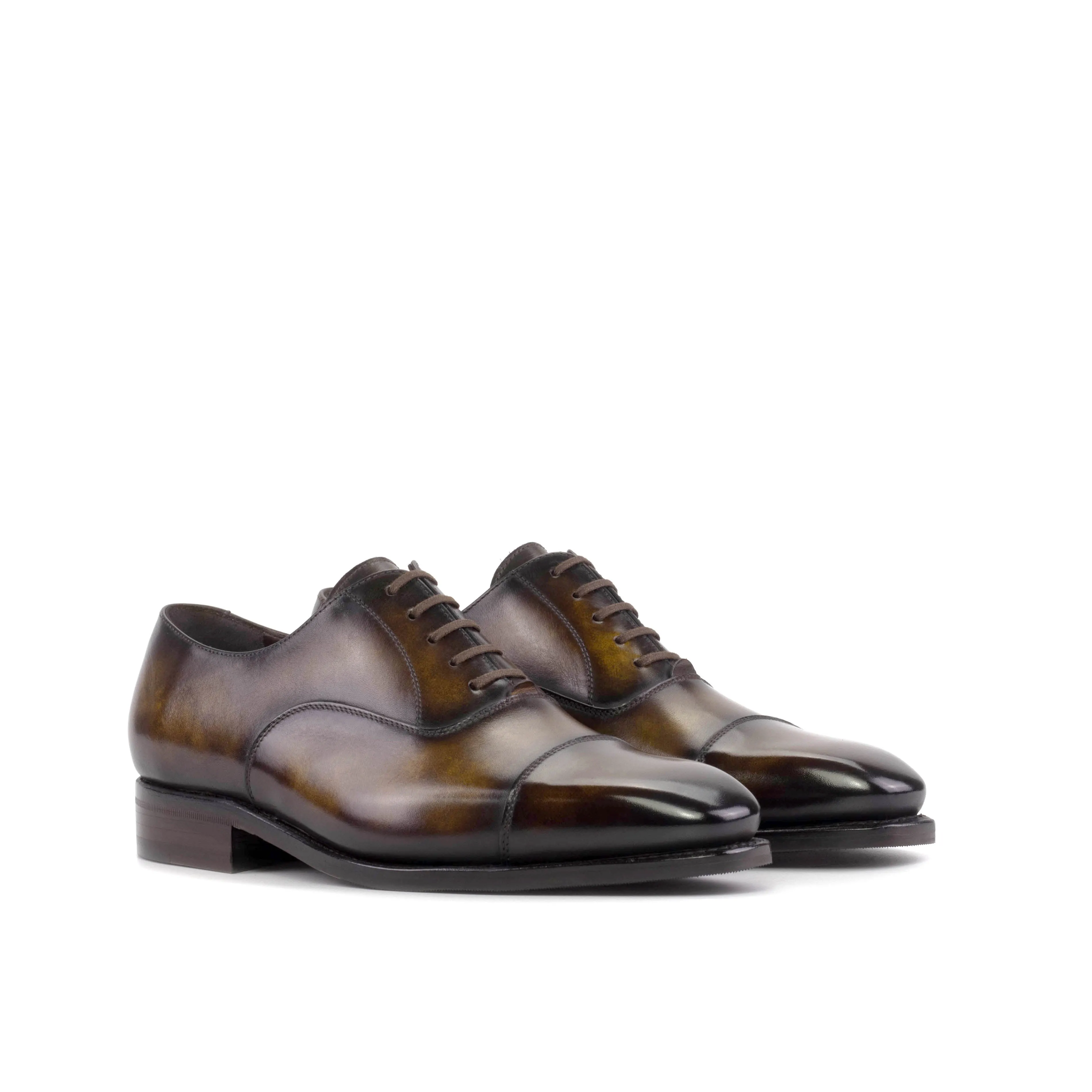 DapperFam Rafael in Tobacco Men's Hand-Painted Patina Oxford