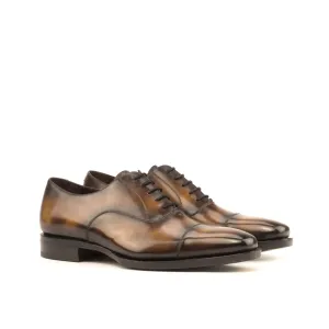 DapperFam Rafael in Tobacco Men's Hand-Painted Patina Oxford