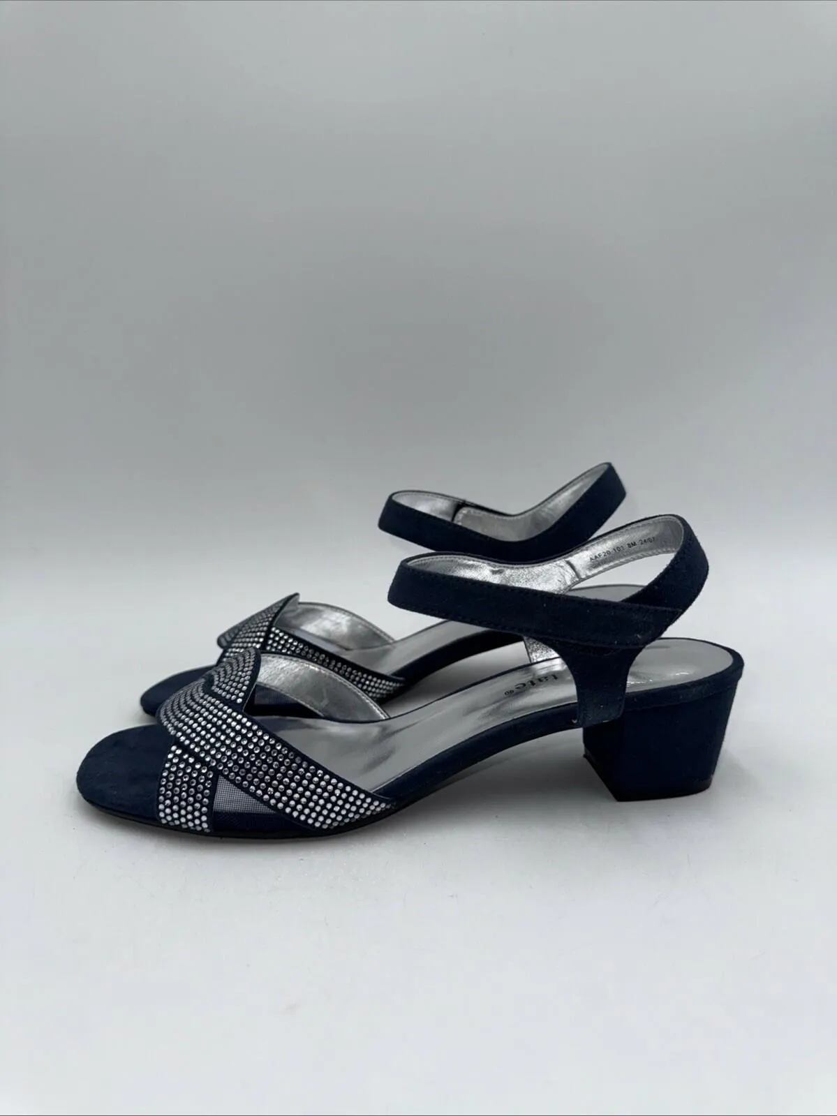 David Tate Women’s Dress Sandal Rain Navy Nova Suede Leather Size 8 M
