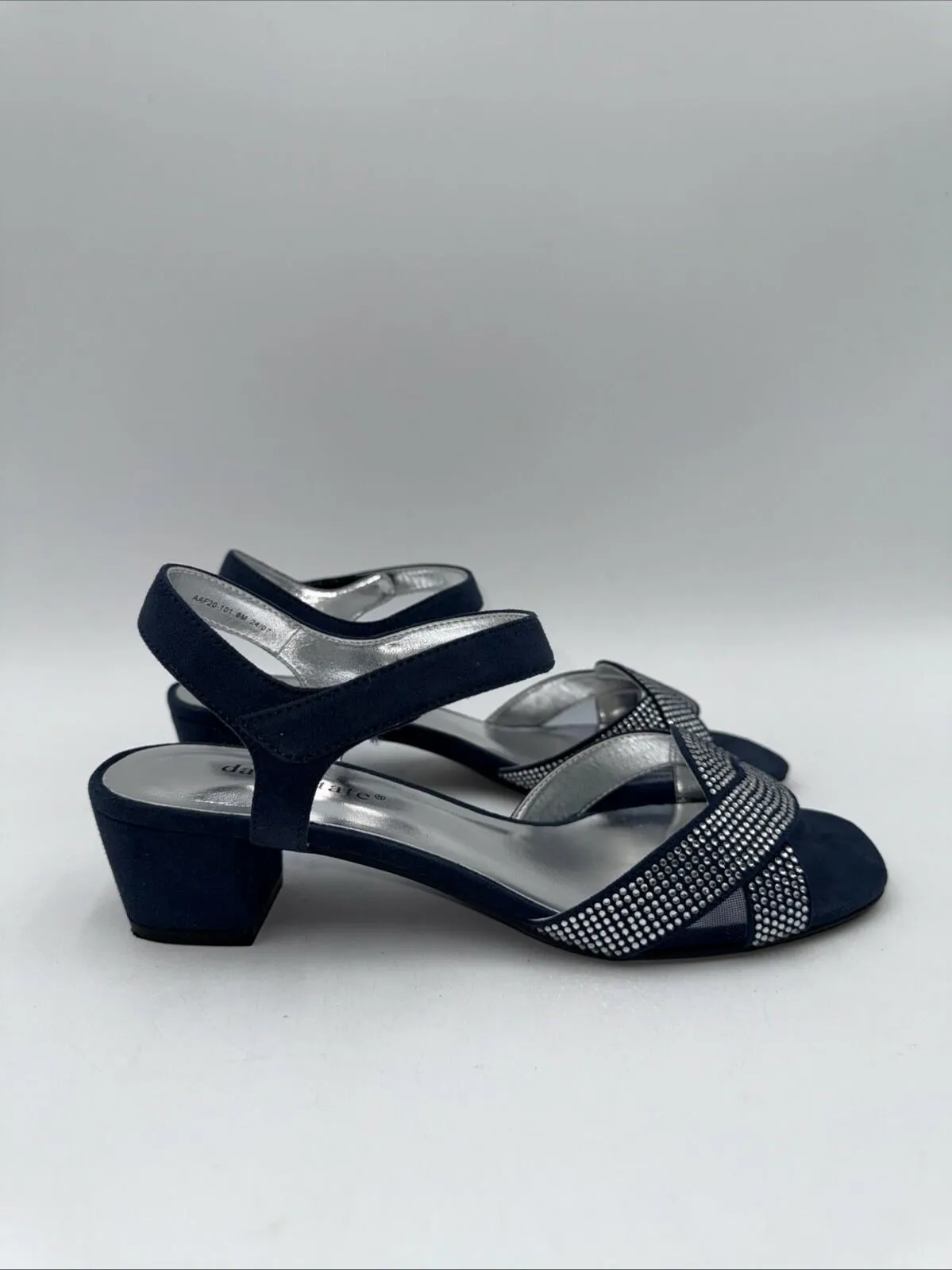 David Tate Women’s Dress Sandal Rain Navy Nova Suede Leather Size 8 M