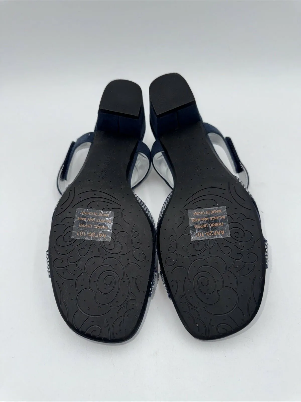 David Tate Women’s Dress Sandal Rain Navy Nova Suede Leather Size 8 M