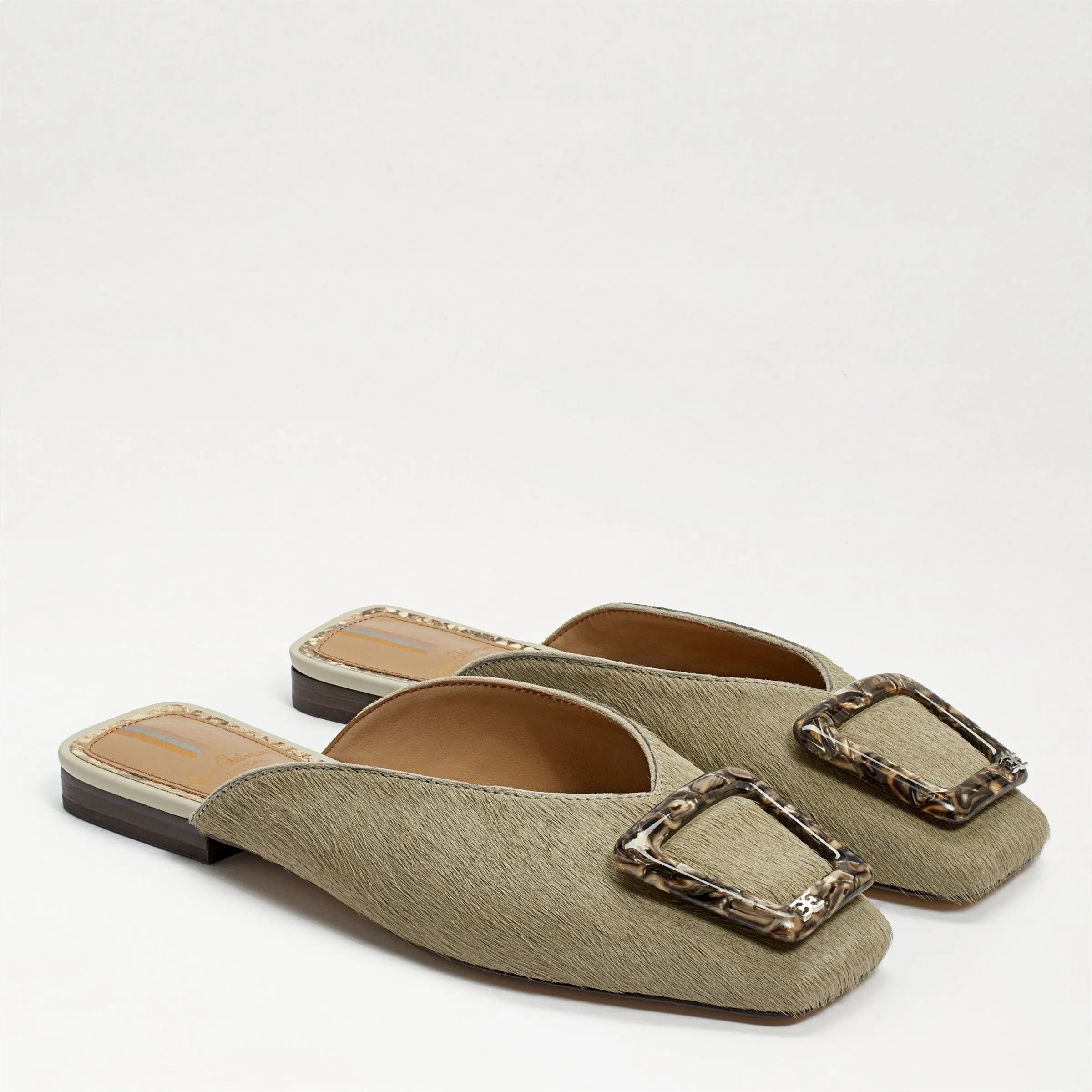 Detail Lavina Fashion Leather On Mules Friendly assistance Buckle Sam Squared Specialty items Sage Toe Slip Edelman
