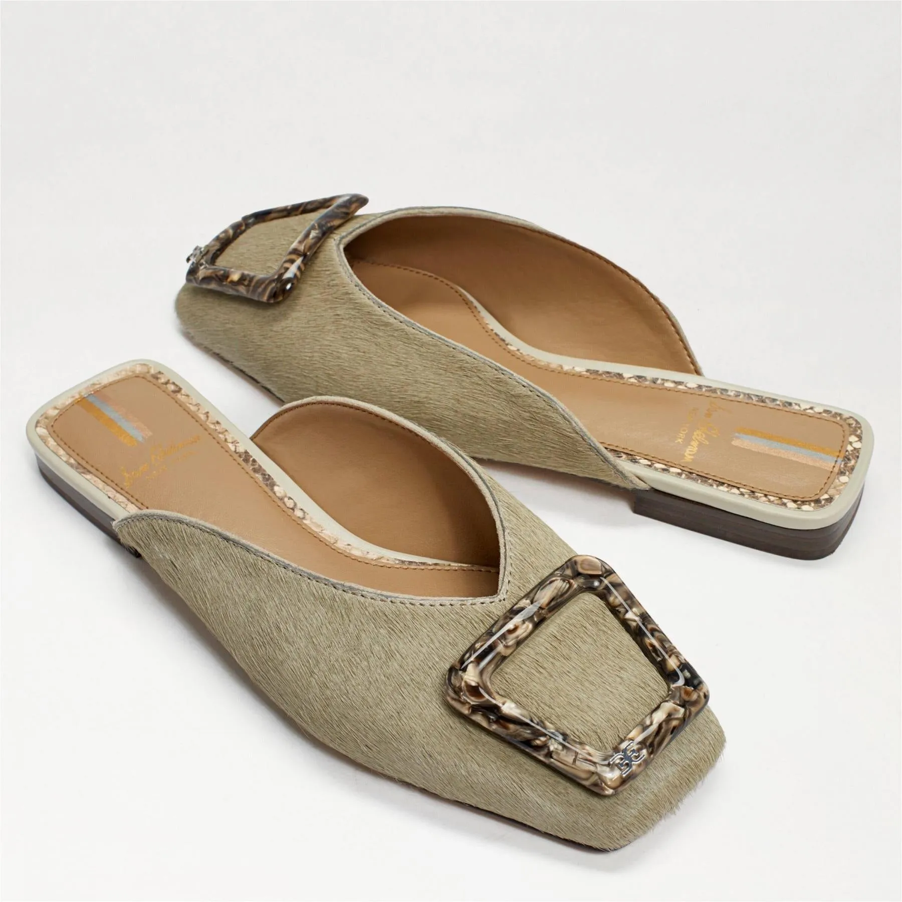 Detail Lavina Fashion Leather On Mules Friendly assistance Buckle Sam Squared Specialty items Sage Toe Slip Edelman