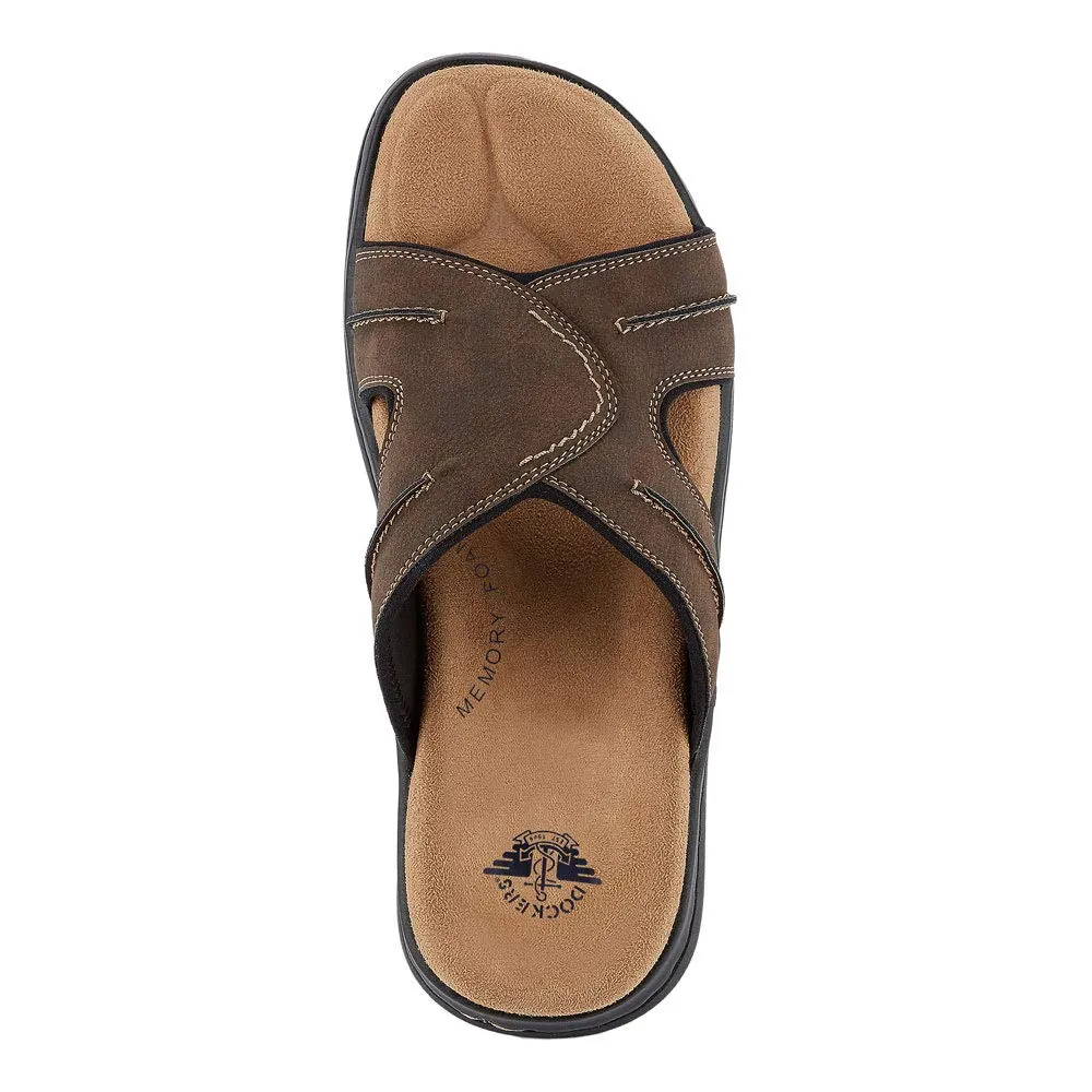 Dockers Men's Slide Sandal, Dark Brown, 14 Wide
