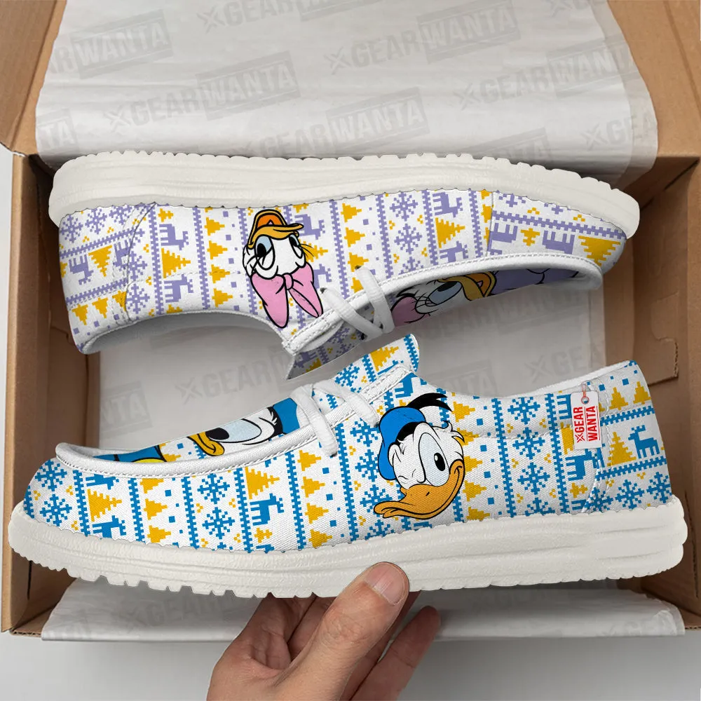 Donald and Daisy Canvas Loafer Shoes Ugly Xmas Style