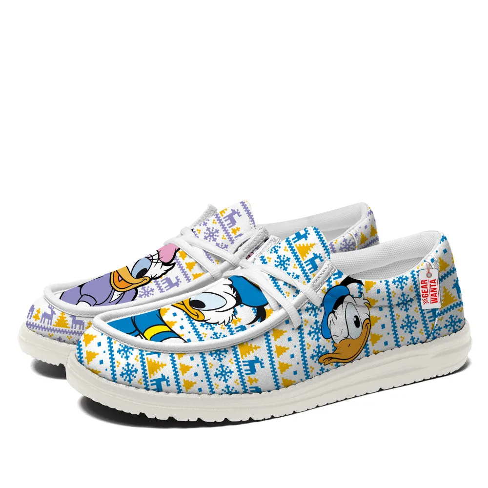 Donald and Daisy Canvas Loafer Shoes Ugly Xmas Style
