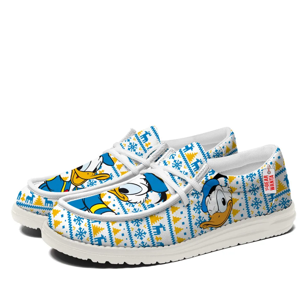 Donald Duck Christmas Ugly Canvas Loafer Shoes