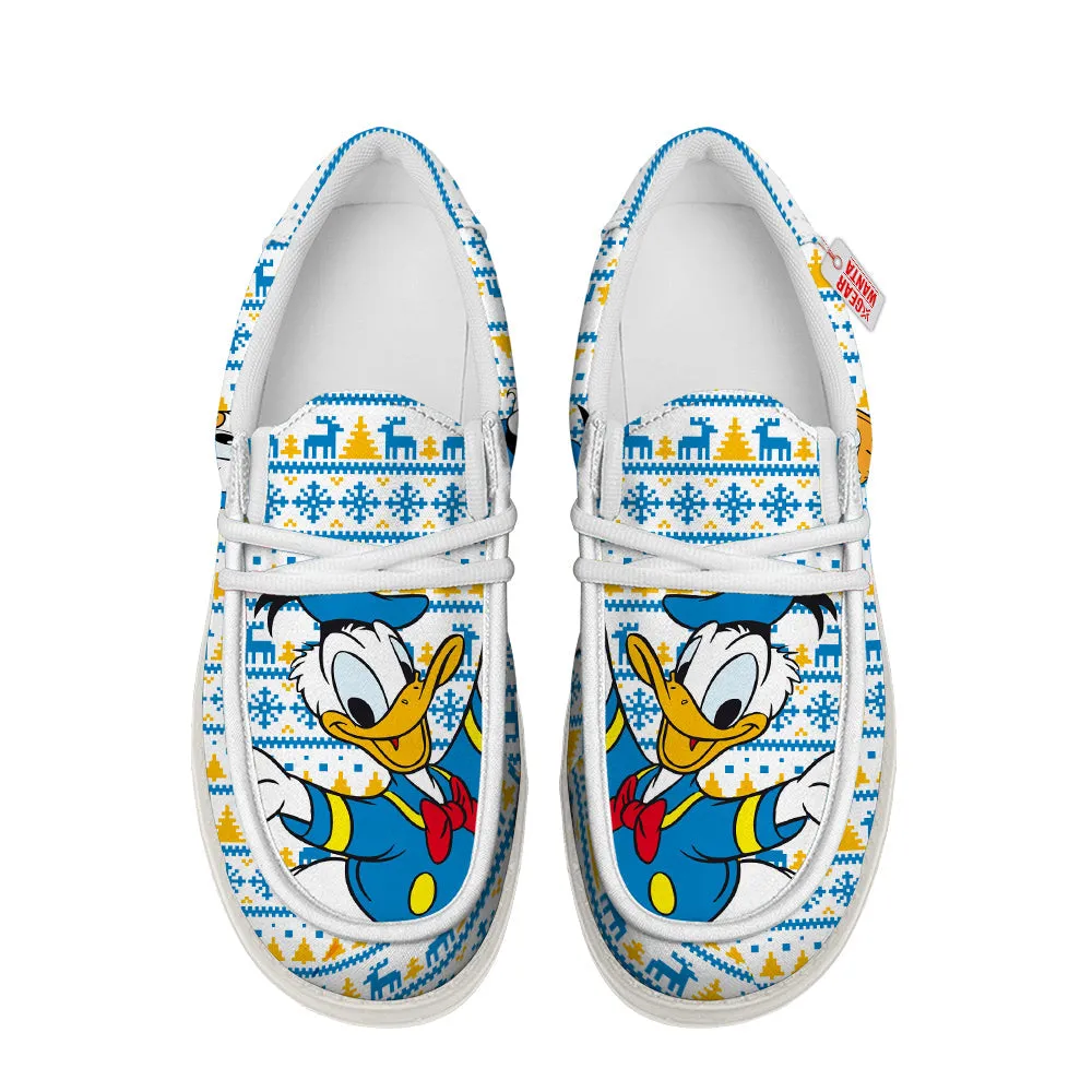 Donald Duck Christmas Ugly Canvas Loafer Shoes