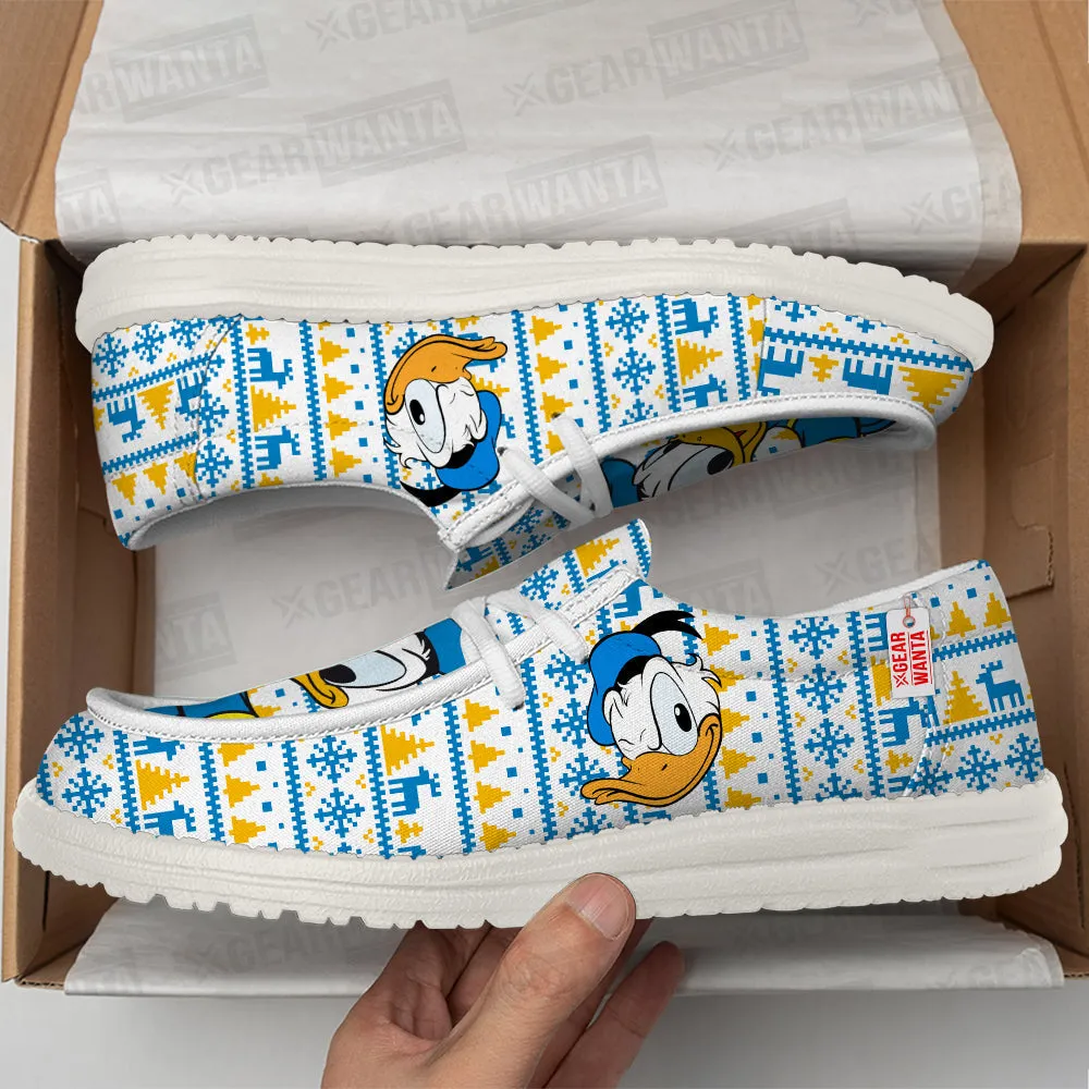 Donald Duck Christmas Ugly Canvas Loafer Shoes