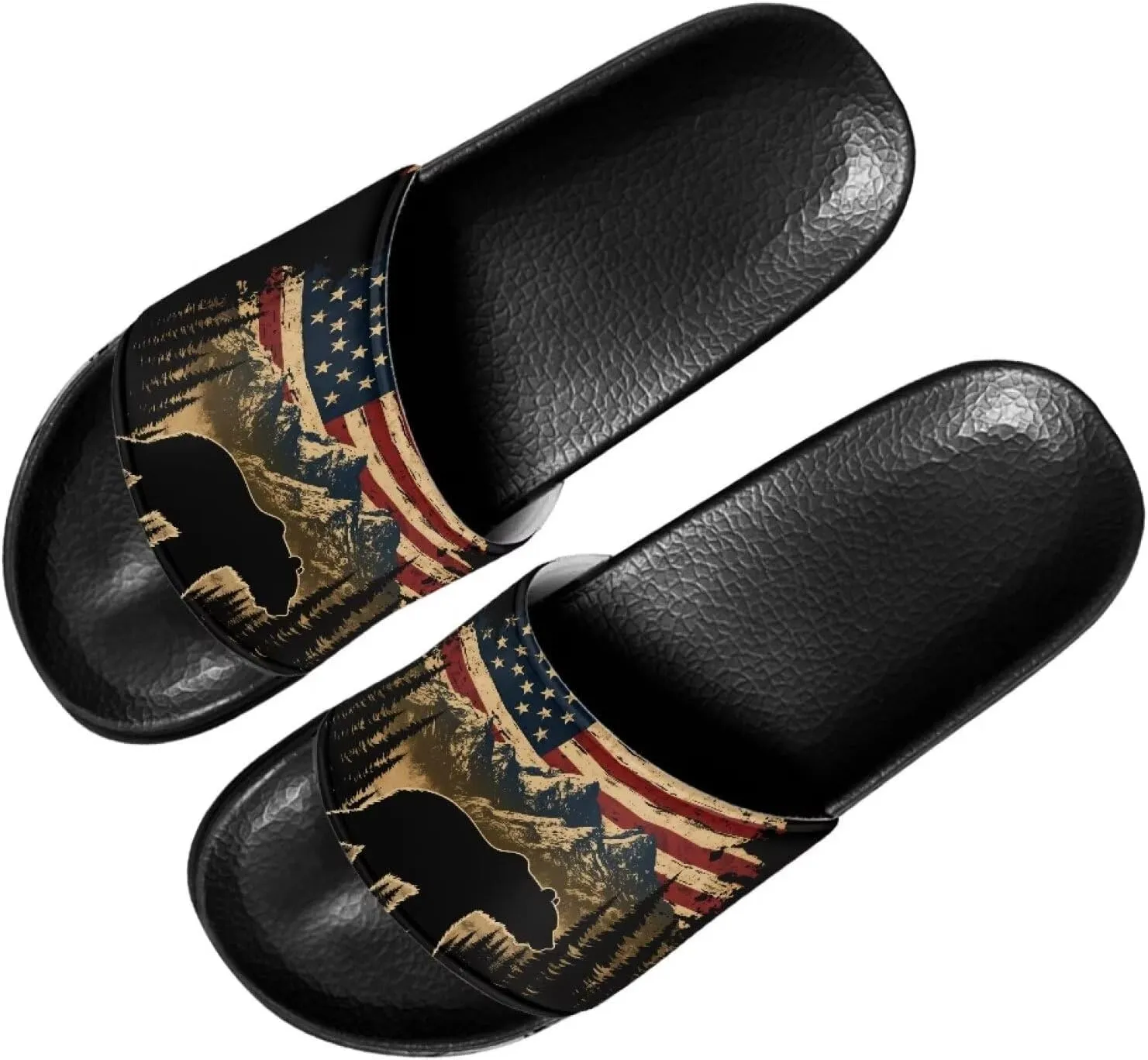 Doojoayie Flag Pattern Summer Slippers for Women Outdoor Open Toe Slide Sandals