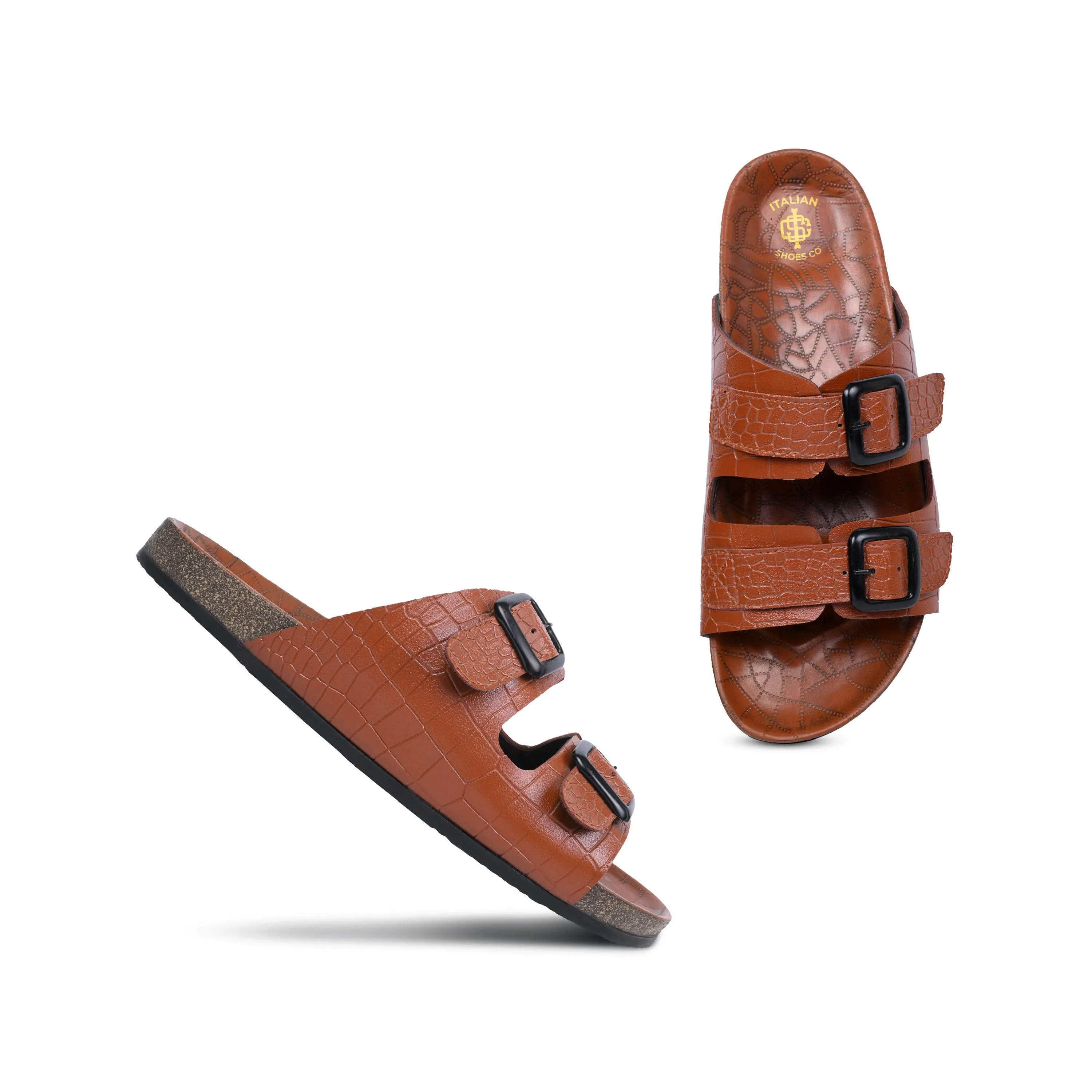 Double Buckle Croco Mule