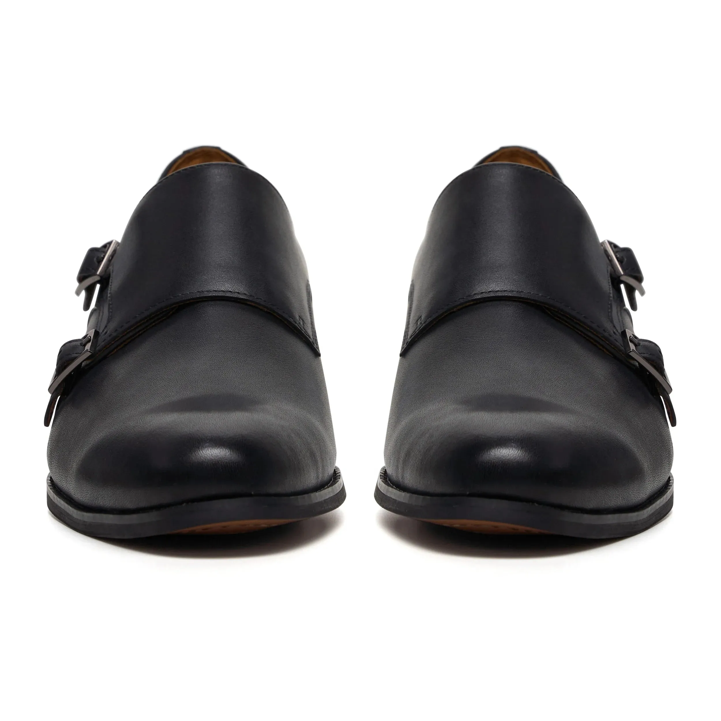 Double Monk Shoe - Black Leather