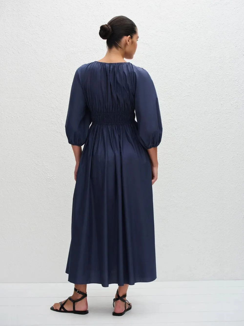Dusk Shirred Plunge Button Dress
