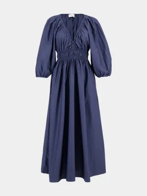 Dusk Shirred Plunge Button Dress