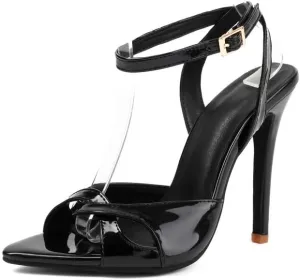 Elbslutt Women's Strappy Pointy Heeled Sandals for Women Open Toe Stiletto High Heels Sandal Sexy Buckle Strappy Ankle Strap High Heel Sandals for Party Prom