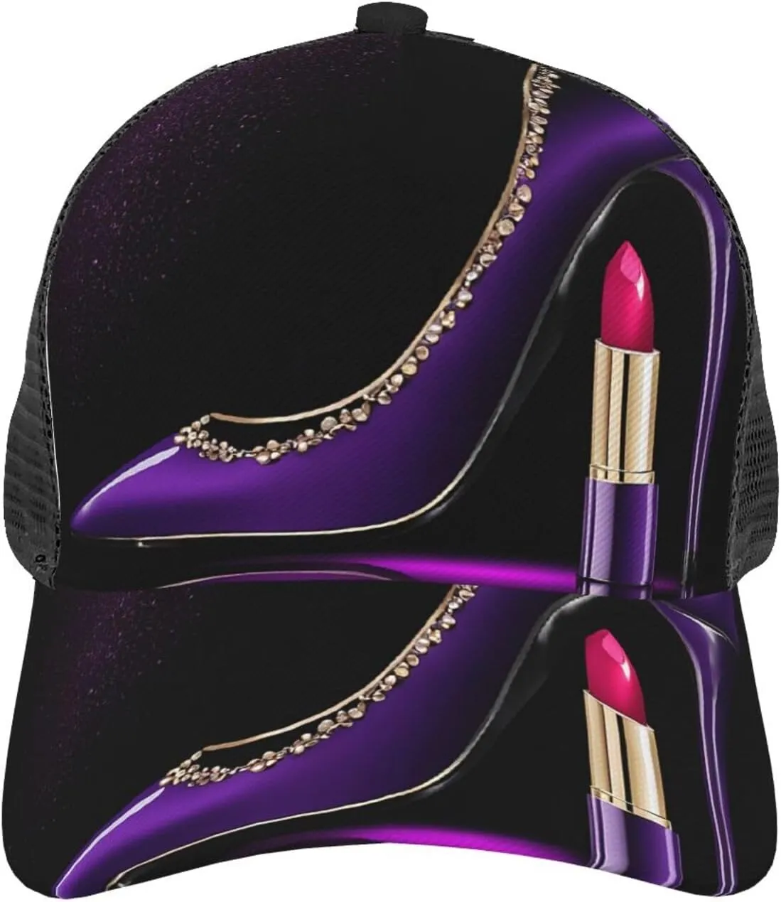 Elegant Purple High Heels with Lipstick Fashion Arc Sunshade Baseball Cap-Comfortable and Breathable, Light and Dry