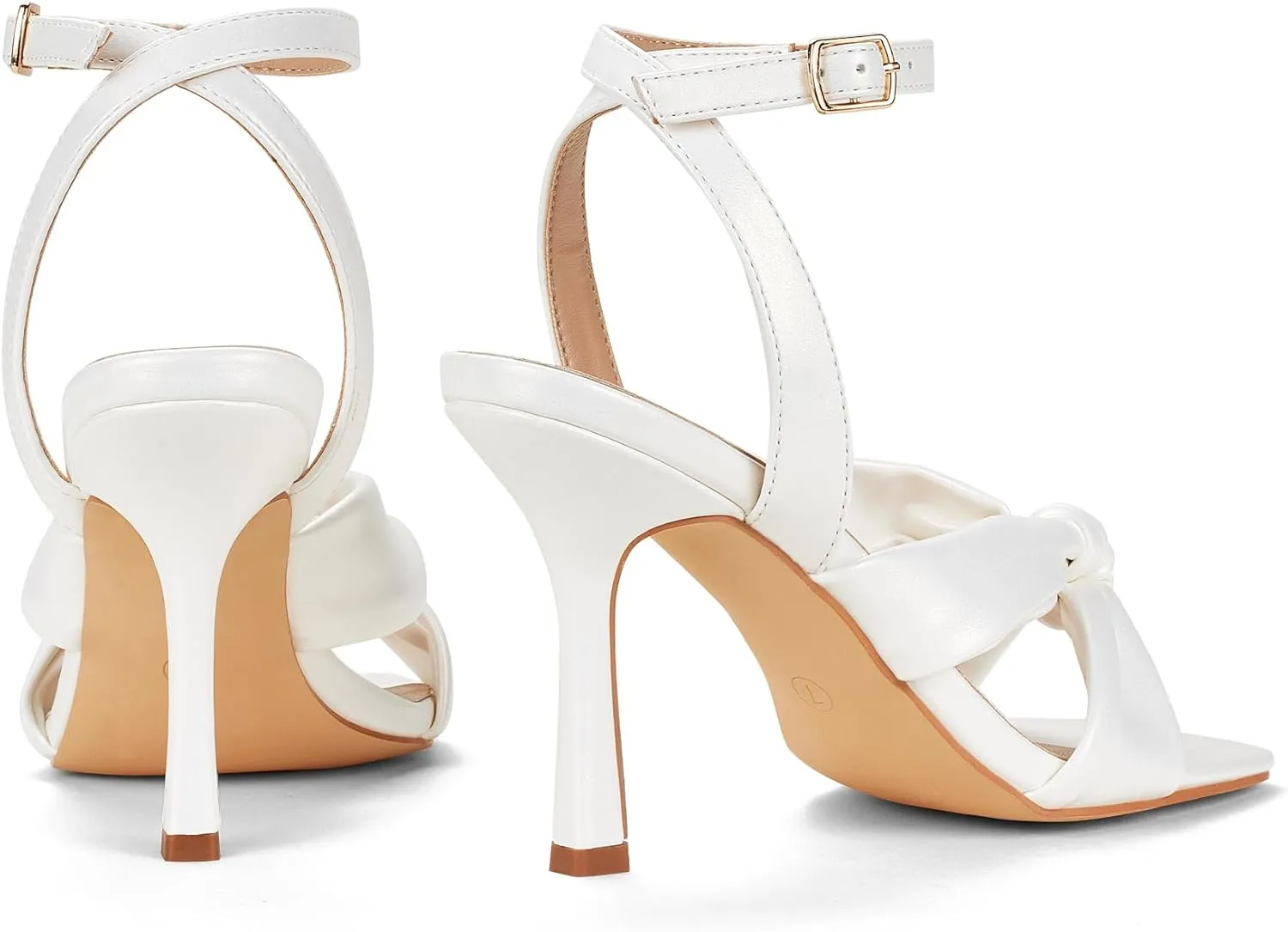 Elisabet Tang Women’s Bow Knot Stilettos Heeled Sandals, 4.3 inch Square Open Toe Strappy Sexy High Heels Ankle Buckle Strap Heels for Party Wedding Dress Daily Wear Shoes