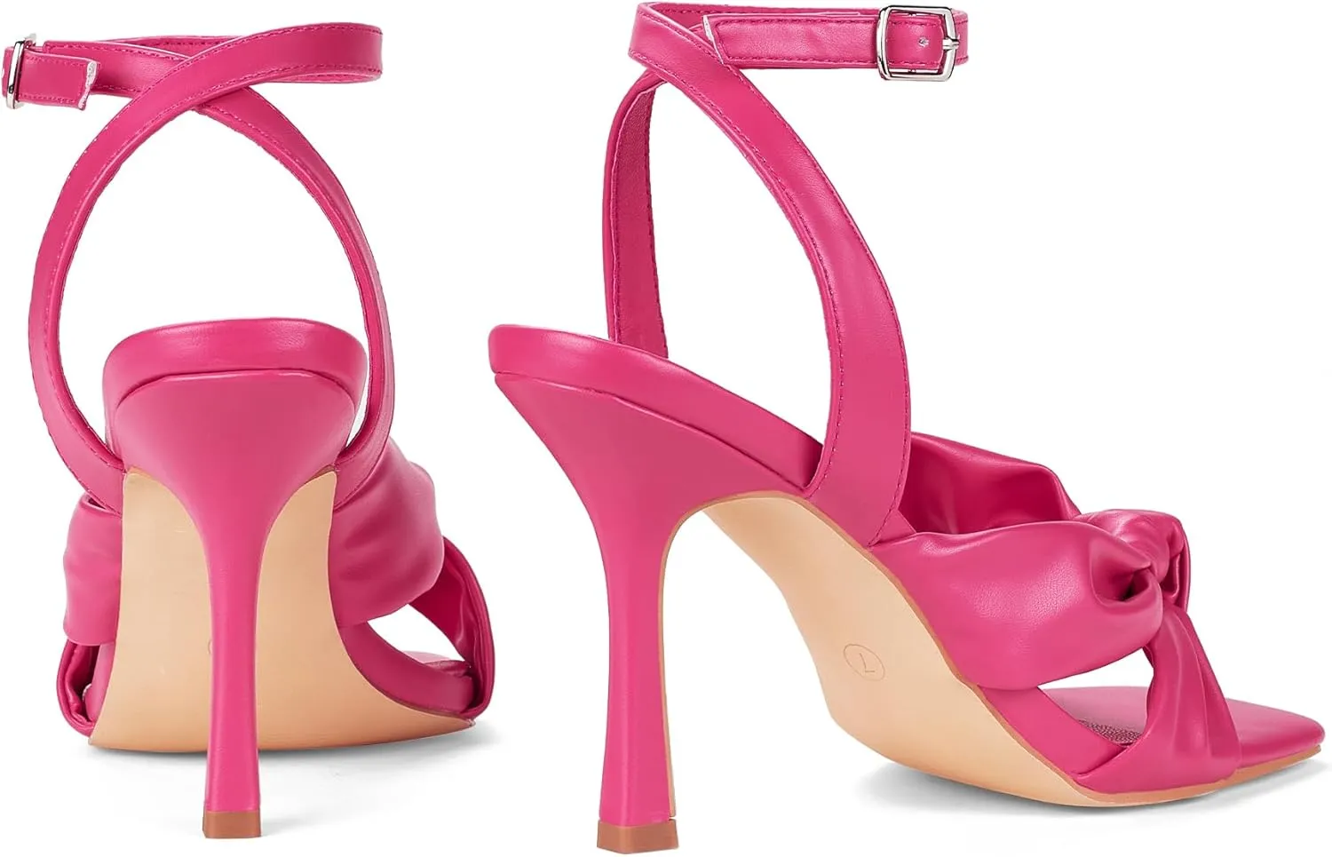 Elisabet Tang Women’s Bow Knot Stilettos Heeled Sandals, 4.3 inch Square Open Toe Strappy Sexy High Heels Ankle Buckle Strap Heels for Party Wedding Dress Daily Wear Shoes