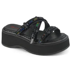 EMILY-07 - Blk Vegan Leather-Holo Pat