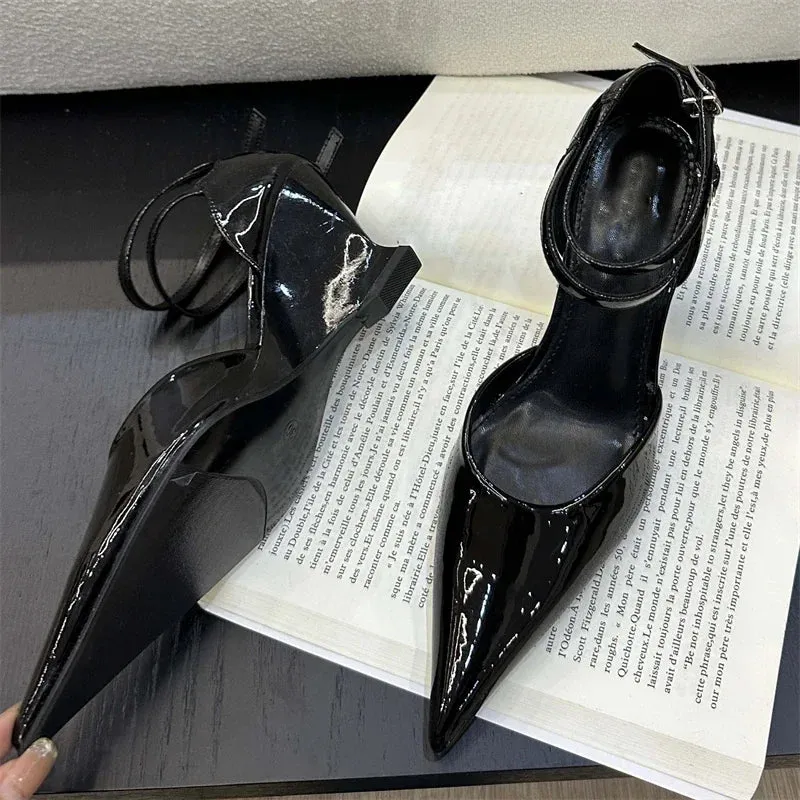 Fashion Pointed Toe Wedges Heels Women Pumps Fashion Double Buckle Strap Sandals