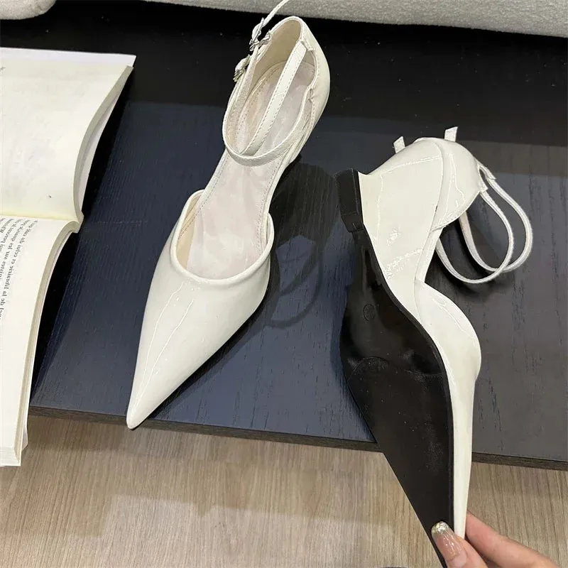 Fashion Pointed Toe Wedges Heels Women Pumps Fashion Double Buckle Strap Sandals