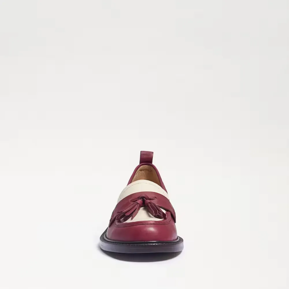 Fashion Toe Slip Edelman Heel Effective communication Red/Ivory Sam Caylia Loafers On Stacked Almond Customer-focused