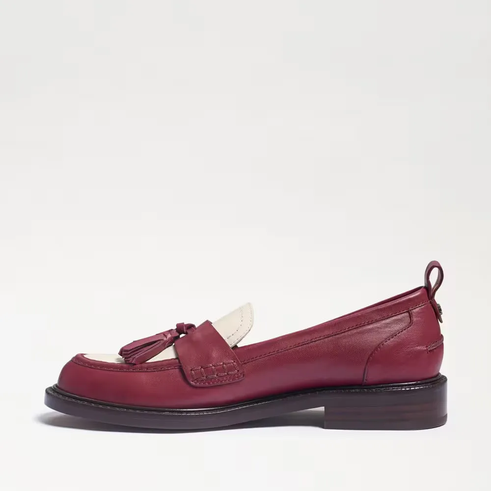 Fashion Toe Slip Edelman Heel Effective communication Red/Ivory Sam Caylia Loafers On Stacked Almond Customer-focused
