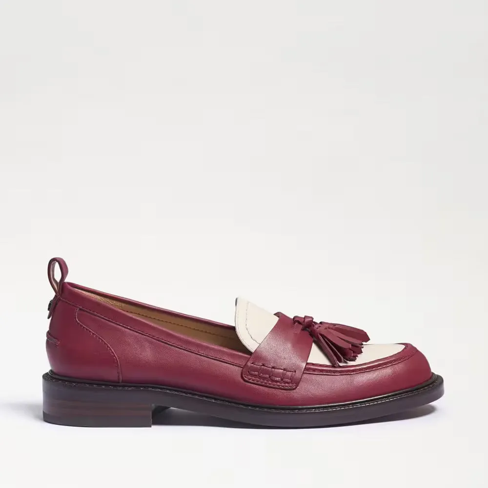 Fashion Toe Slip Edelman Heel Effective communication Red/Ivory Sam Caylia Loafers On Stacked Almond Customer-focused