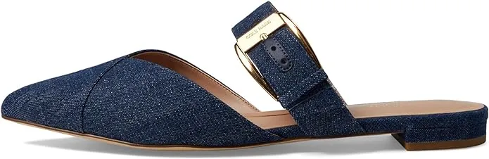 Flat Buckle Classic Pointed Cole Denim Slip On Get it before it's Leather Vandam Toe Timely resolution Mules Haan
