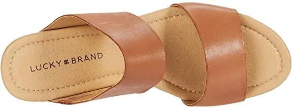 Footbed Wyntor Lucky Wedge Wi-Fi-enabled Heeled Leather Latte Brand Brown On Sandals Slip Premium at a great
