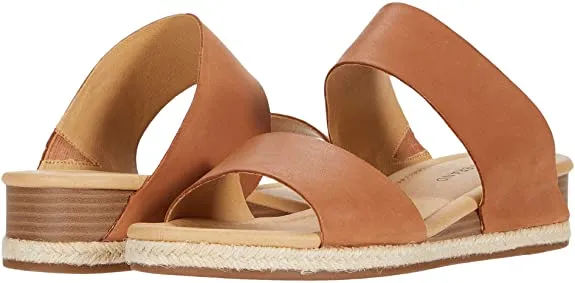Footbed Wyntor Lucky Wedge Wi-Fi-enabled Heeled Leather Latte Brand Brown On Sandals Slip Premium at a great