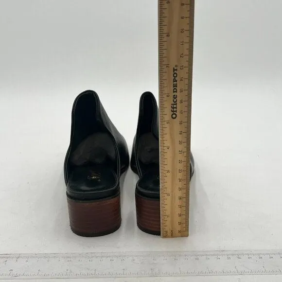 FOWT Black Round Toe Mules Slip On Retro Loafer Low Chunky Heel Slides Slippers