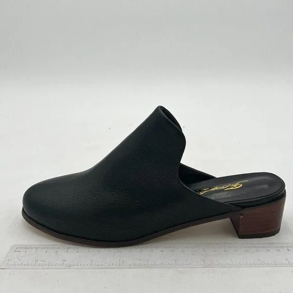 FOWT Black Round Toe Mules Slip On Retro Loafer Low Chunky Heel Slides Slippers