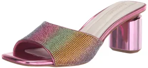 Franco Sarto Womens Linley Slide Sandal Pink Jeweled Metallic 7 M