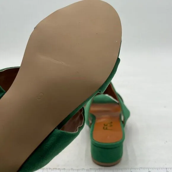 FSJ Green Comfortable Open Toe Sandals Mule Chunky Low Heel Strappy Casual Shoes
