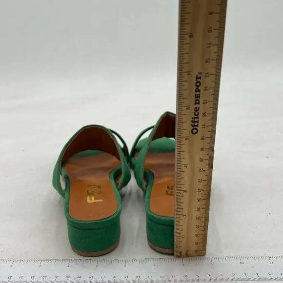 FSJ Green Comfortable Open Toe Sandals Mule Chunky Low Heel Strappy Casual Shoes