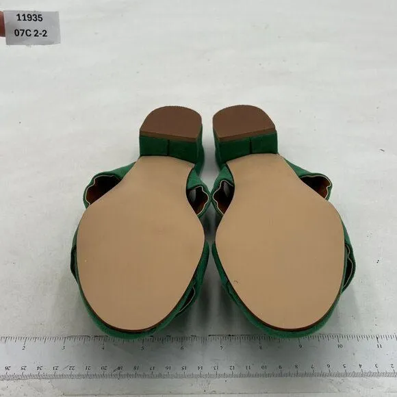 FSJ Green Comfortable Open Toe Sandals Mule Chunky Low Heel Strappy Casual Shoes