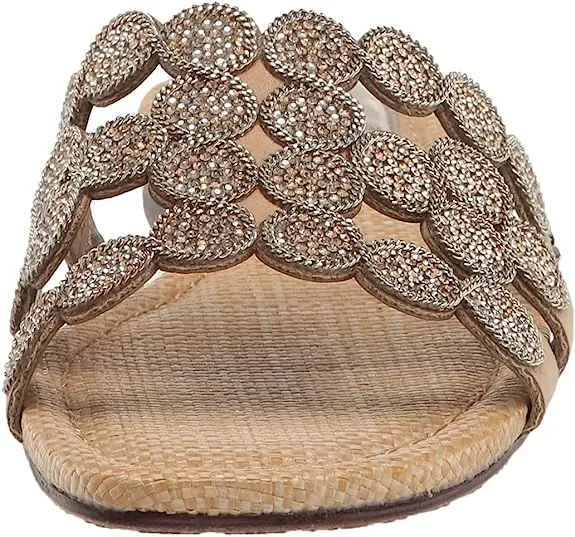 Future-proof Bay Leather Premium customer care Embellishment Marche Sam Leaf Sandals Edelman Slides Toe Open Gold