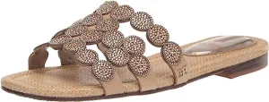 Future-proof Bay Leather Premium customer care Embellishment Marche Sam Leaf Sandals Edelman Slides Toe Open Gold