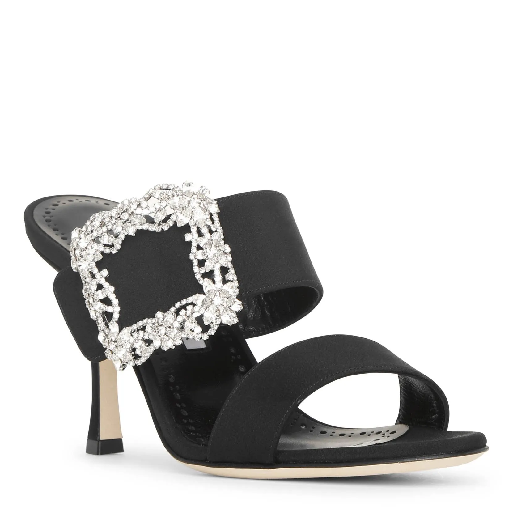Gable Jewel 90 black crepe mule sandals