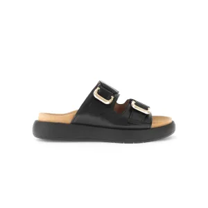 Gabor Abe 63.756.27 Black Leather Chunky Mule