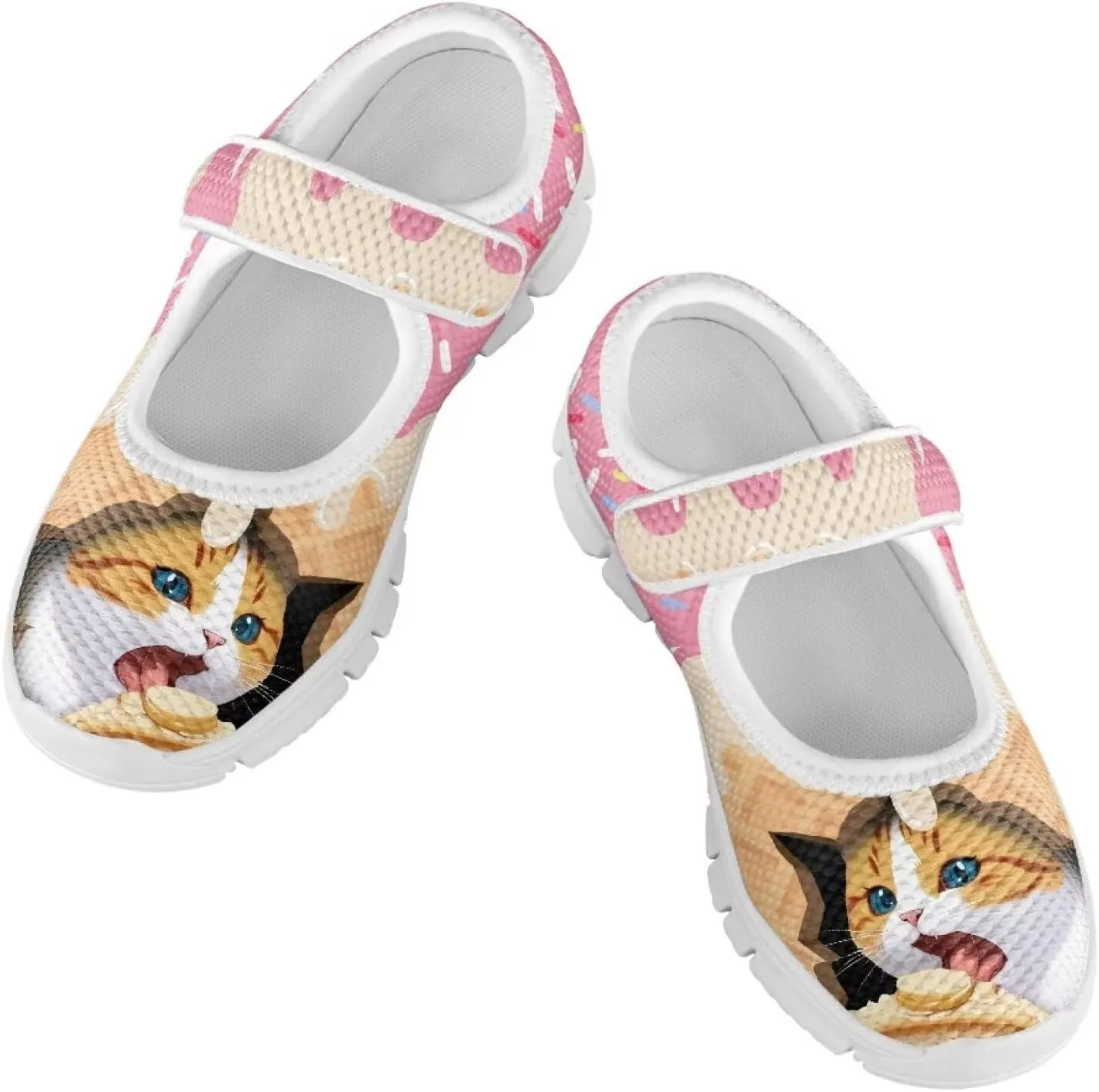 Girls Casual Shoes with Strap,Printed Sneaker for Toddlers Kids,Comfort Anti-Slip Walking Shoes for Indoor Outdoor