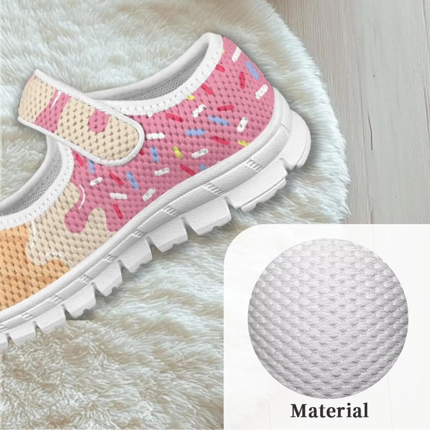 Girls Casual Shoes with Strap,Printed Sneaker for Toddlers Kids,Comfort Anti-Slip Walking Shoes for Indoor Outdoor