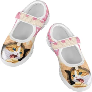 Girls Casual Shoes with Strap,Printed Sneaker for Toddlers Kids,Comfort Anti-Slip Walking Shoes for Indoor Outdoor