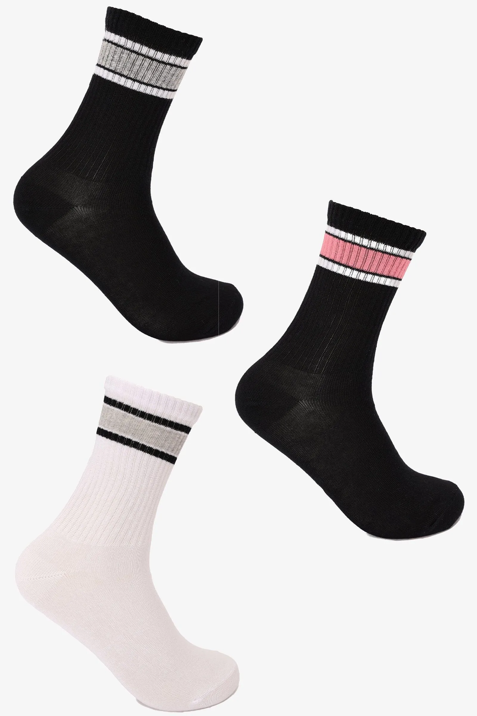 Girly Socks with Stripes - 3 Pairs