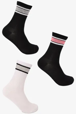 Girly Socks with Stripes - 3 Pairs