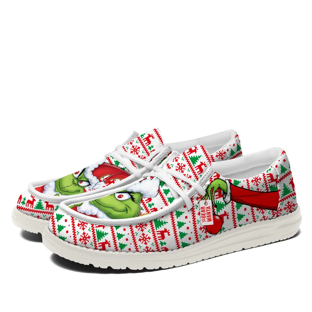 Grinch Christmas Ugly Canvas Loafer Shoes