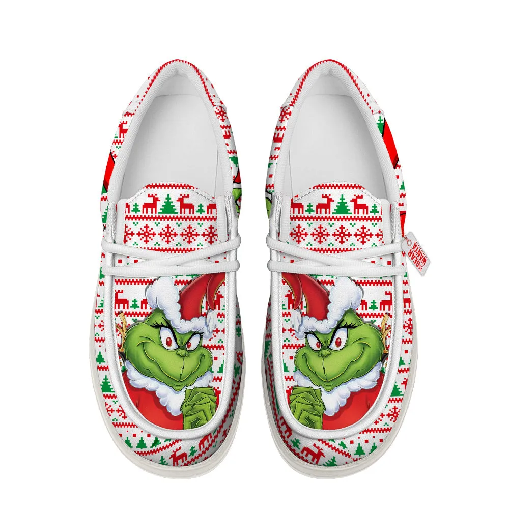Grinch Christmas Ugly Canvas Loafer Shoes