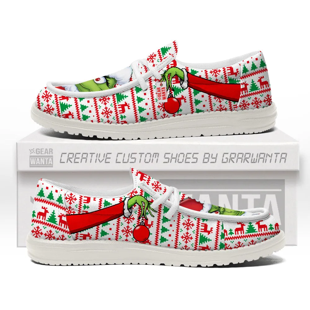 Grinch Christmas Ugly Canvas Loafer Shoes