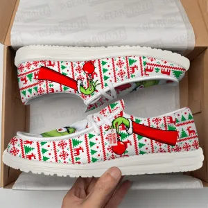 Grinch Christmas Ugly Canvas Loafer Shoes